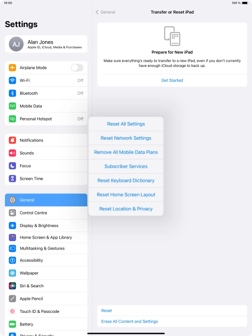 Press Reset All Settings.