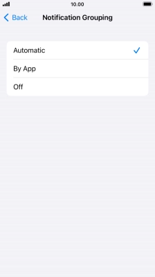 Press the required setting.