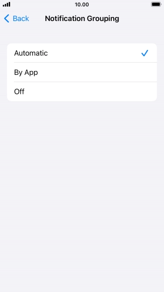 Press the required setting.