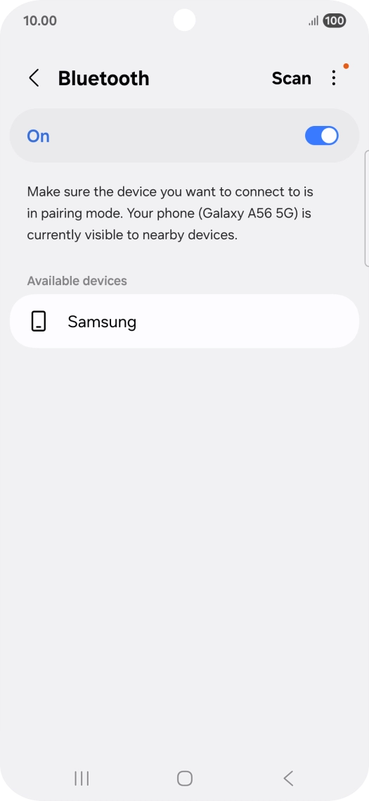 Press the required Bluetooth device and follow the instructions on the screen to pair the device with your phone.