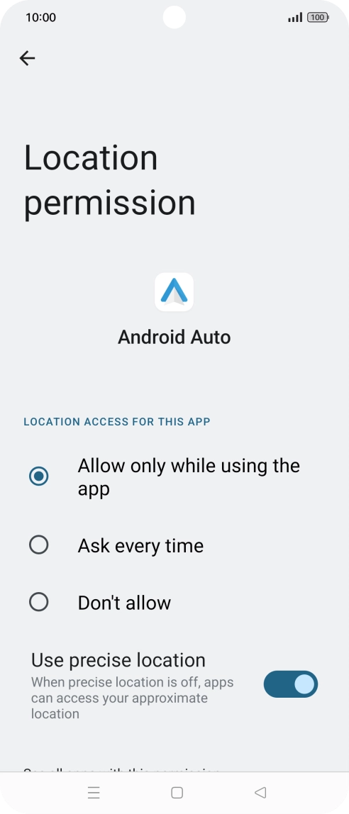 Press the required setting.