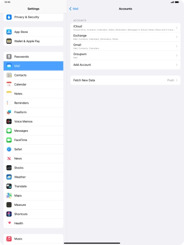 Press the name of the email account you've just set up.