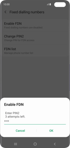 Key in your PIN2 and press OK. The default PIN2 is 0000.
