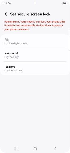 Press the required phone lock code and follow the instructions on the screen to create an additional phone lock code.