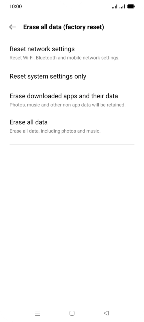 Press Erase all data.