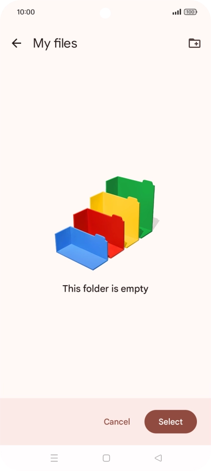To create a new folder, press the new folder icon and follow the instructions on the screen to create a new folder.