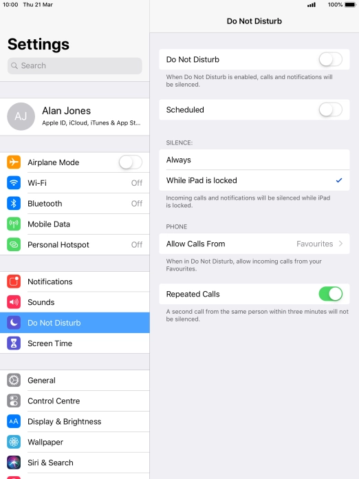 Press the indicator next to 