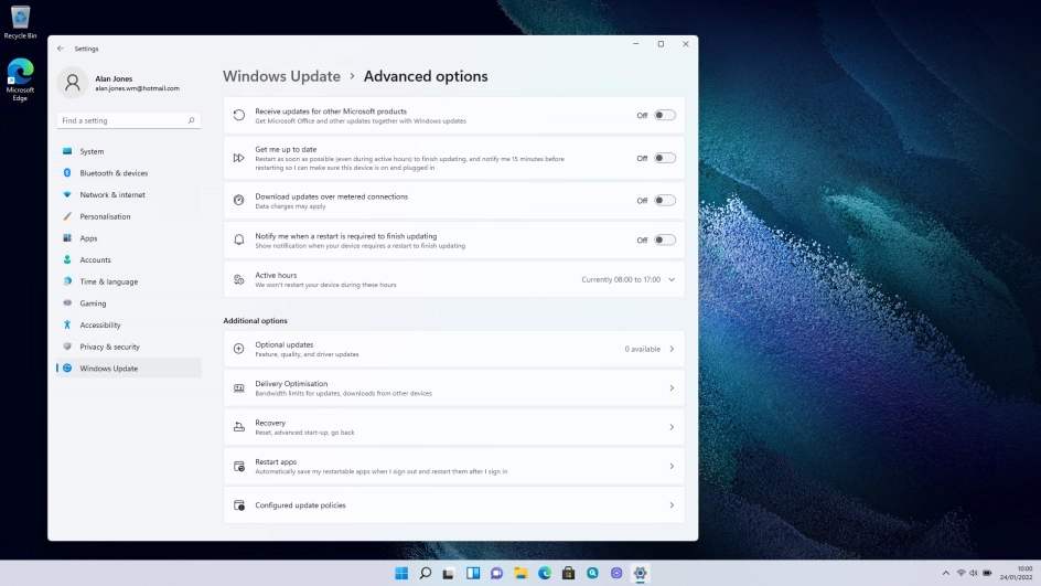 Click Optional updates.