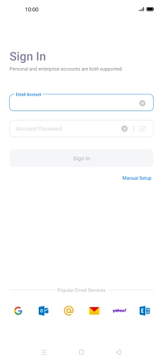Press Account Password and key in the password for your email account.