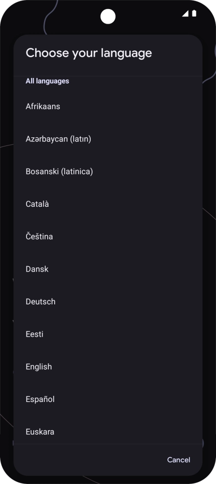 Press the required language.