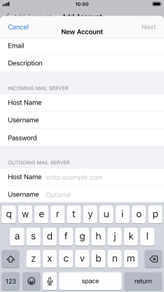 Press Host Name and key in the name of your email provider's outgoing server.