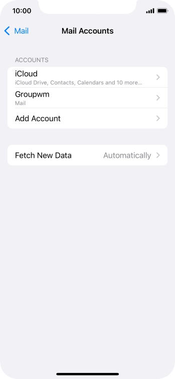 Press the name of the email account you've just set up.