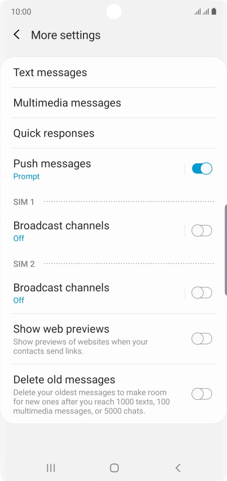 Press Text messages.