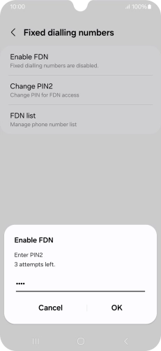 Key in your PIN2 and press OK. The default PIN2 is 0000.