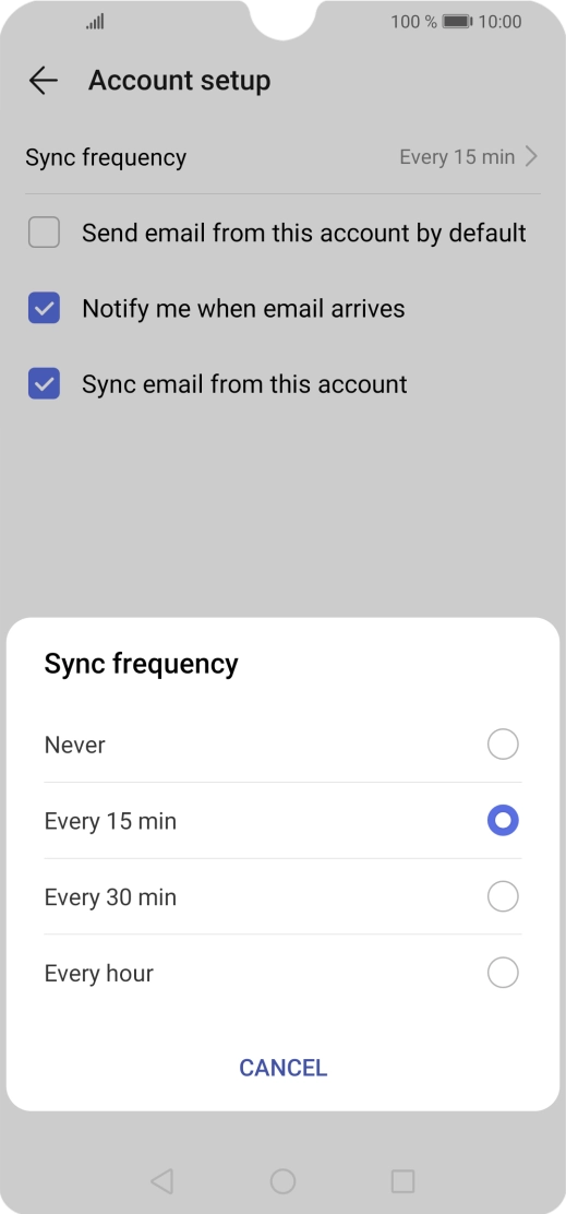 Press the required setting.