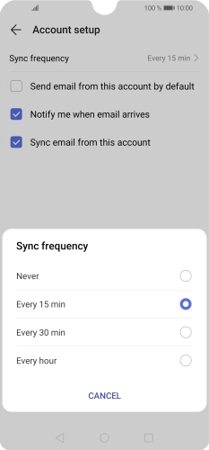 Press the required setting.