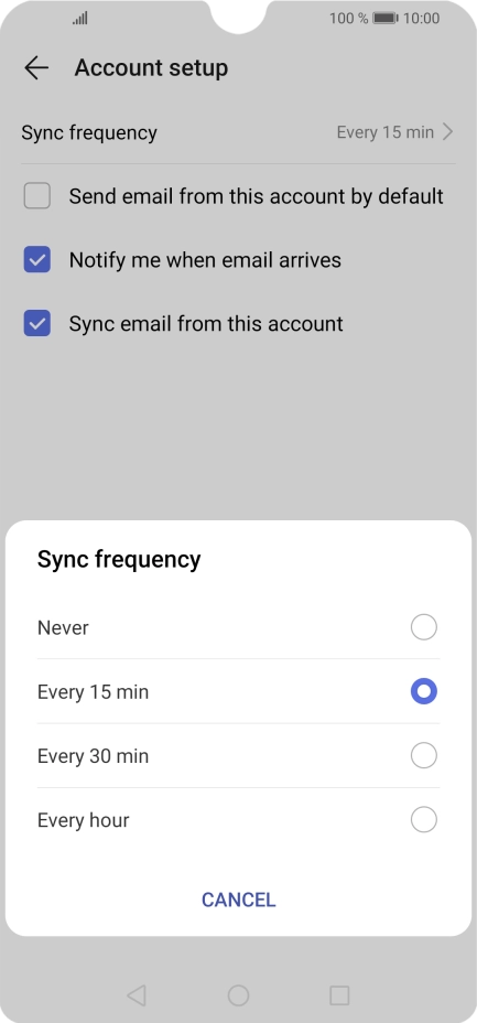 Press the required setting.