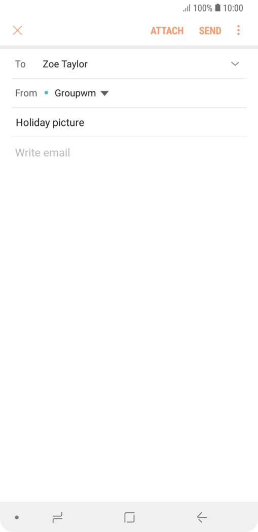 Press the text input field and write the text for your email.