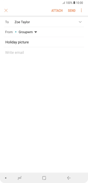 Press the text input field and write the text for your email.