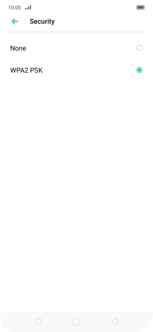 Press WPA2 PSK to password protect your Wi-Fi hotspot.