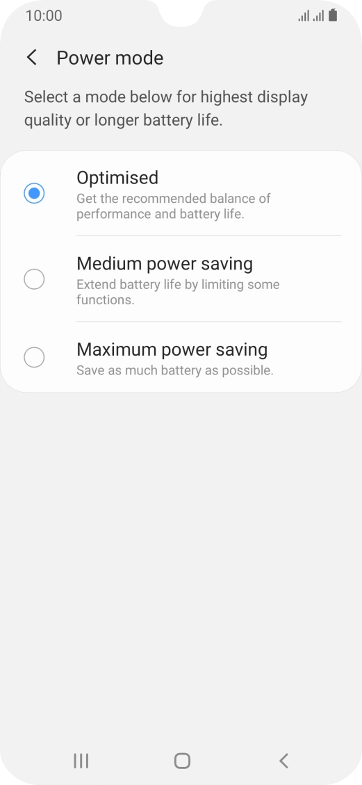 Press the required setting to turn on the function.