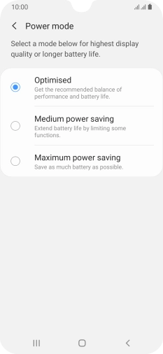 Press the required setting to turn on the function.