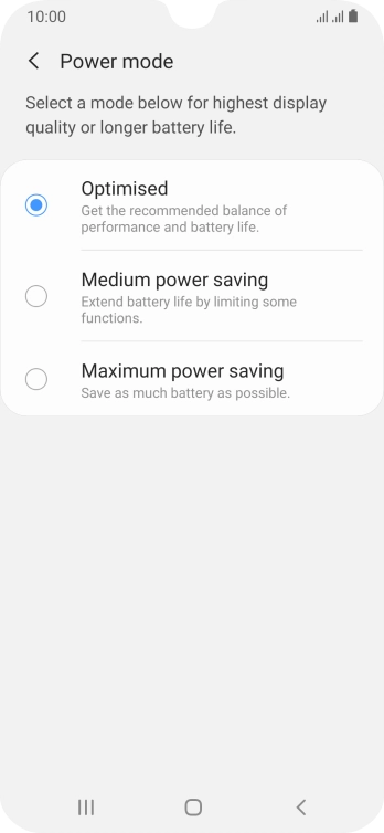 Press the required setting to turn on the function.