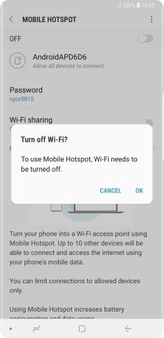 If Wi-Fi is turned on, press OK.