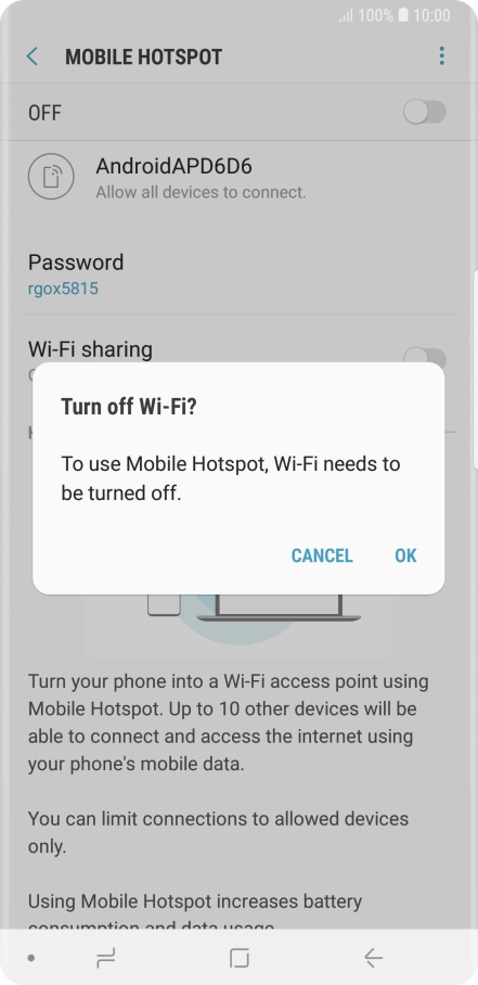 If Wi-Fi is turned on, press OK.