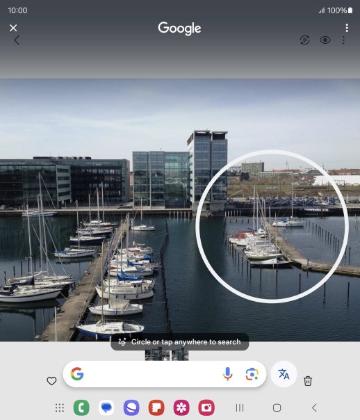 Draw a circle around the required object on the picture and wait for the search results.