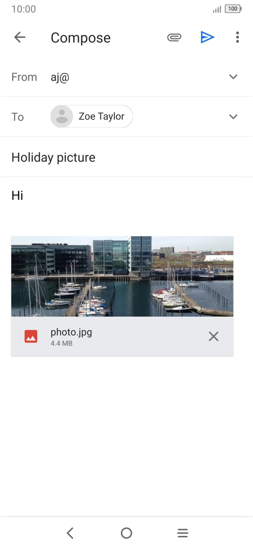 Press the send icon when you've finished your email.