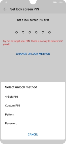 Press the required phone lock code and follow the instructions on the screen to create an additional phone lock code.