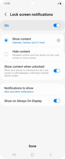 Press the required settings to turn them on or off.