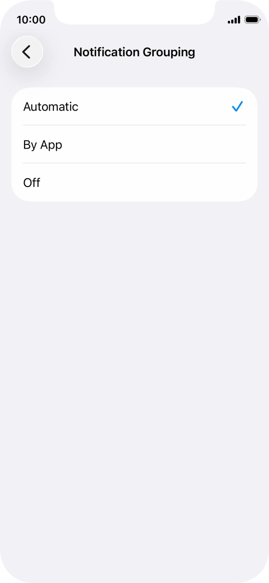 Press the required setting.