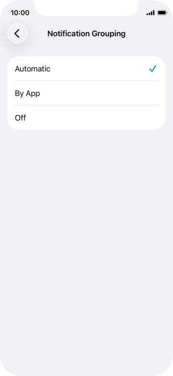 Press the required setting.