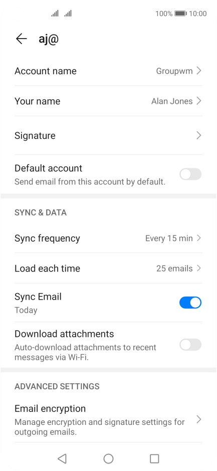 Press Account name and key in the required name.