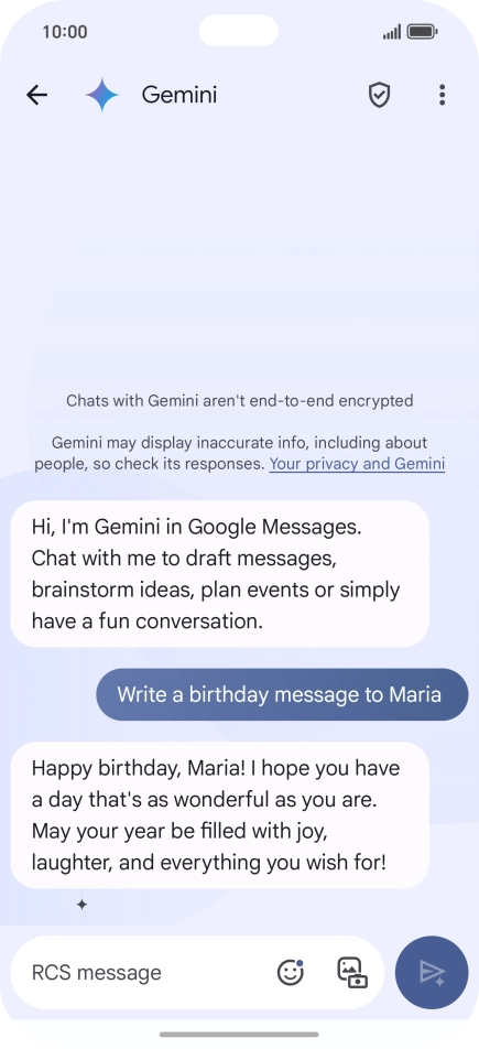 The text suggestion from Gemini is displayed.