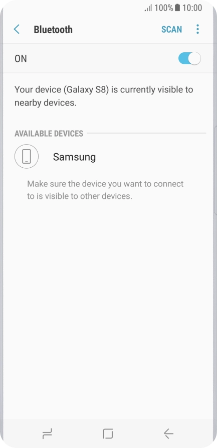 Press the required Bluetooth device and follow the instructions on the screen to pair the device with your phone.