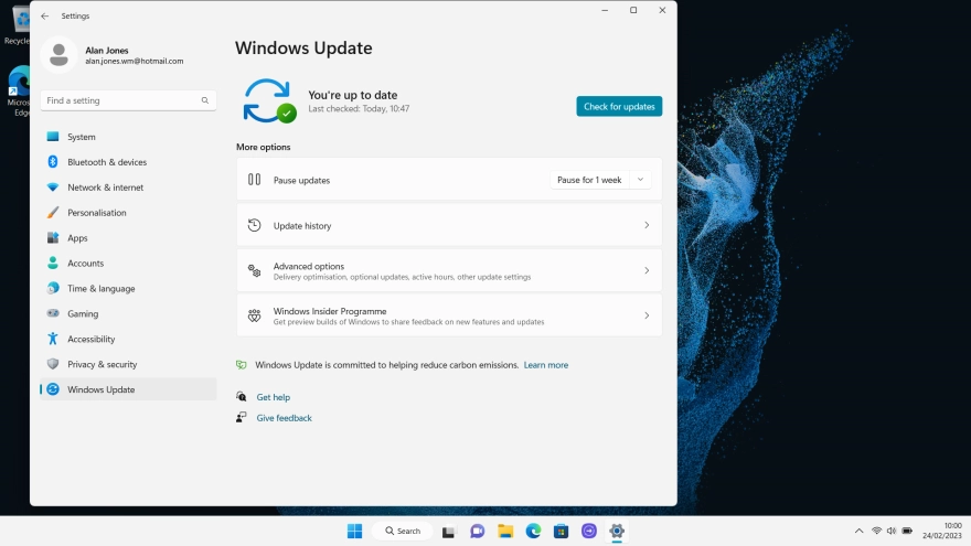 Click Check for updates. If a new software version is available, it's displayed. Follow the instructions on the screen to update the laptop software.
