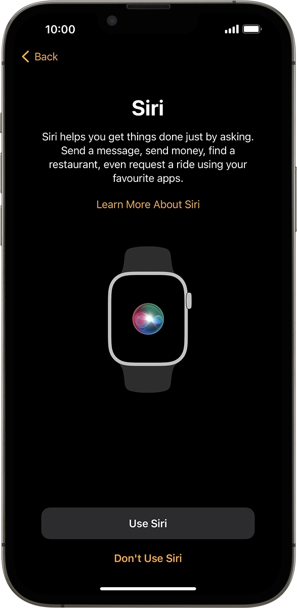 On your phone: Press the required setting to turn the function on or off. If you turn on the function, you need to follow the instructions on the screen to set up Siri.