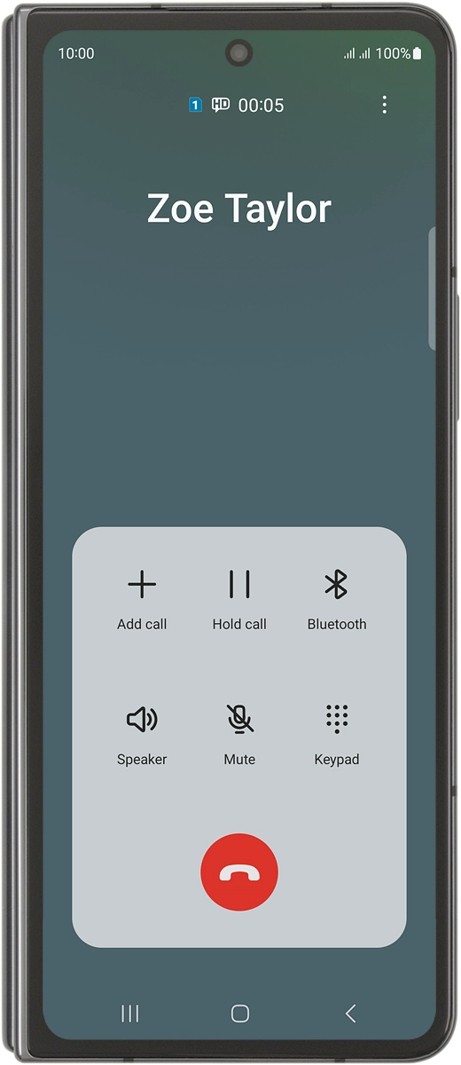 Press the end call icon.