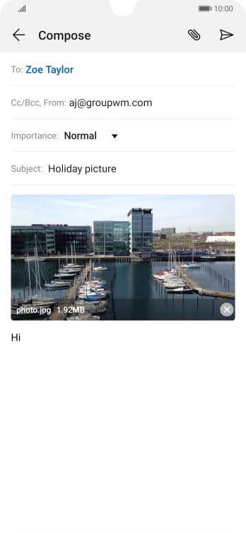 Press the send icon when you've finished your email.
