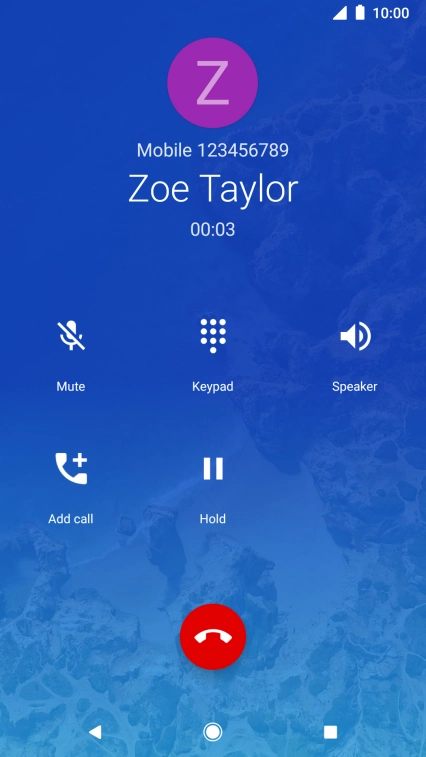 Press the end call icon.