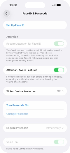 Press Turn Passcode On and key in a phone lock code of your own choice twice.