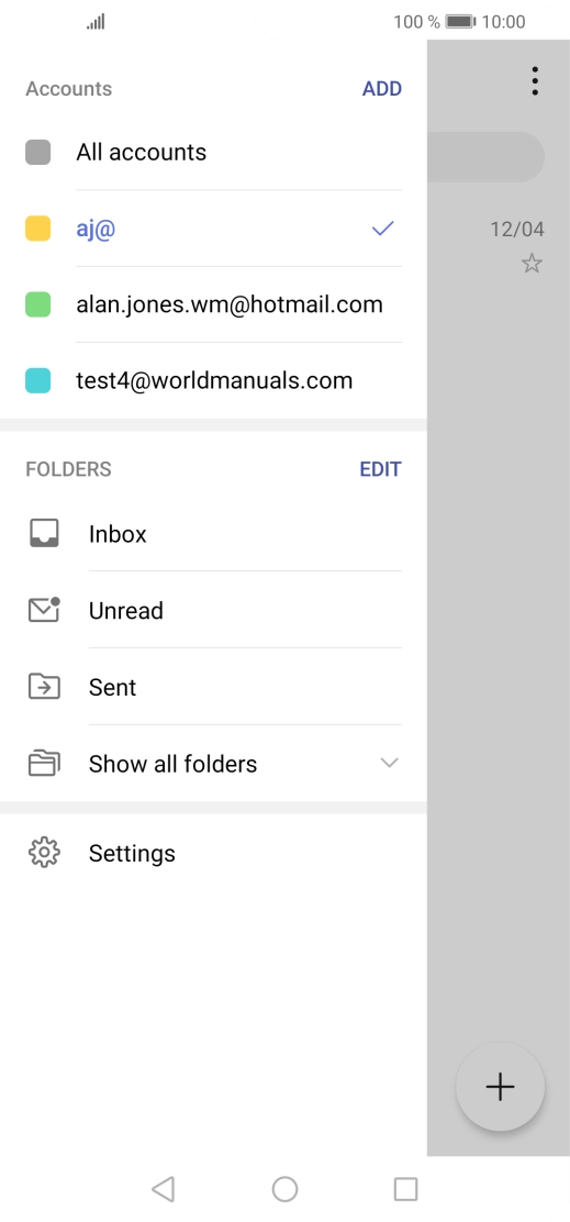 Press the required email account.