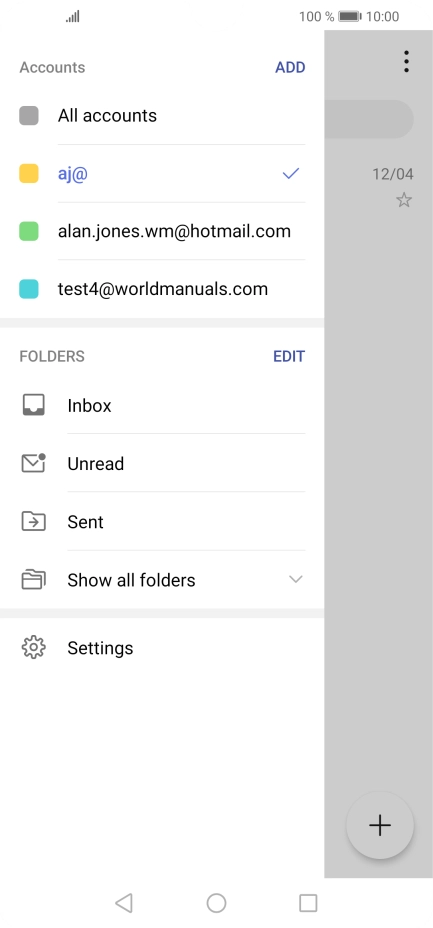 Press the required email account.