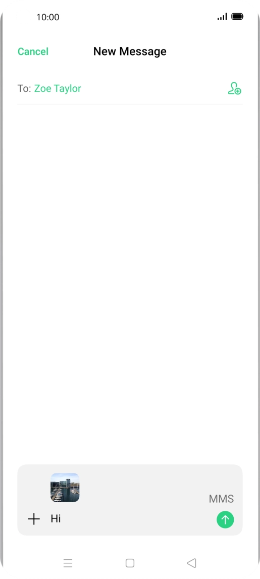 Press the send icon when you've finished your MMS.