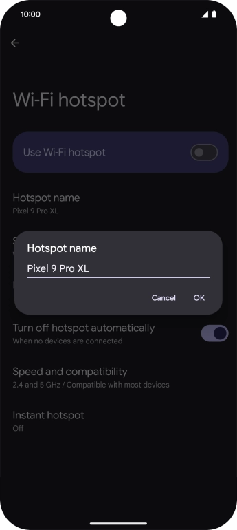 Key in the required Wi-Fi hotspot name and press OK.