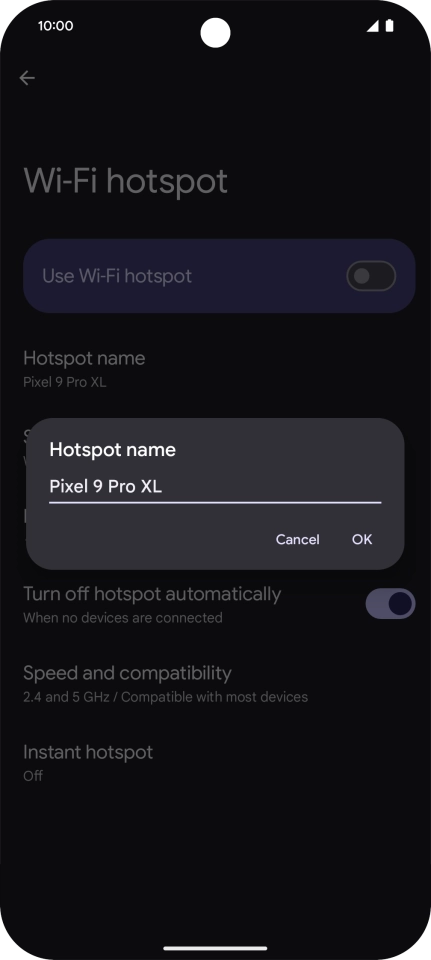 Key in the required Wi-Fi hotspot name and press OK.