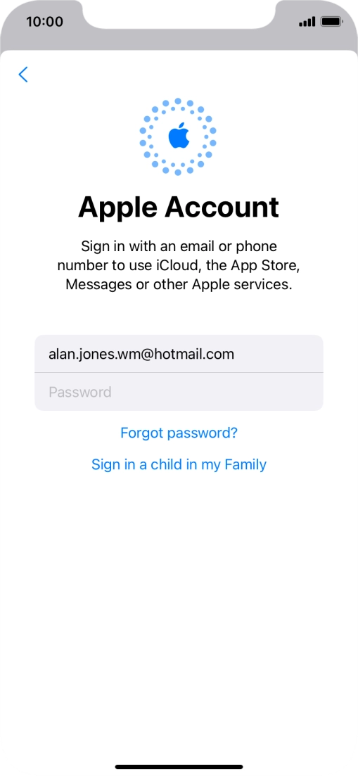 Press Password and key in the password for your Apple ID.